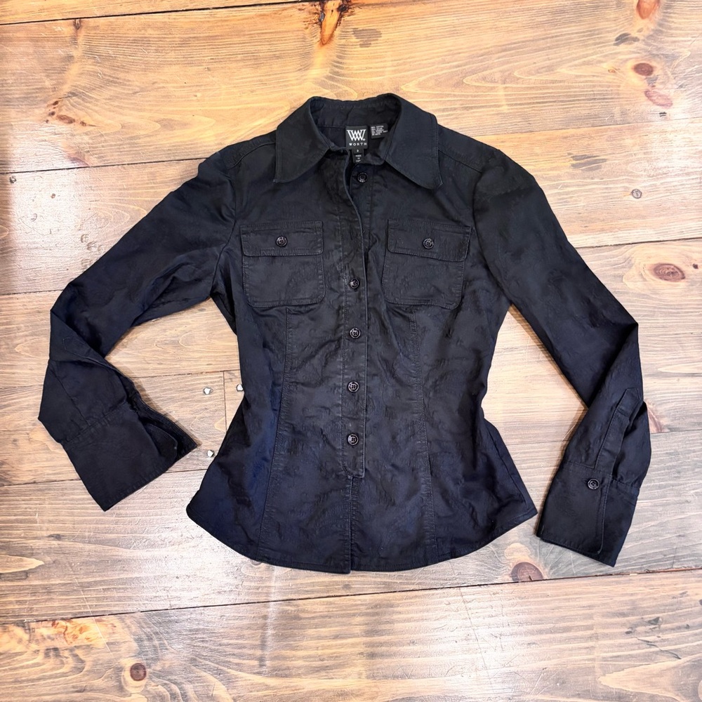 Worth Fitted Button Down, French Cuff, Long Sleeve, size 2